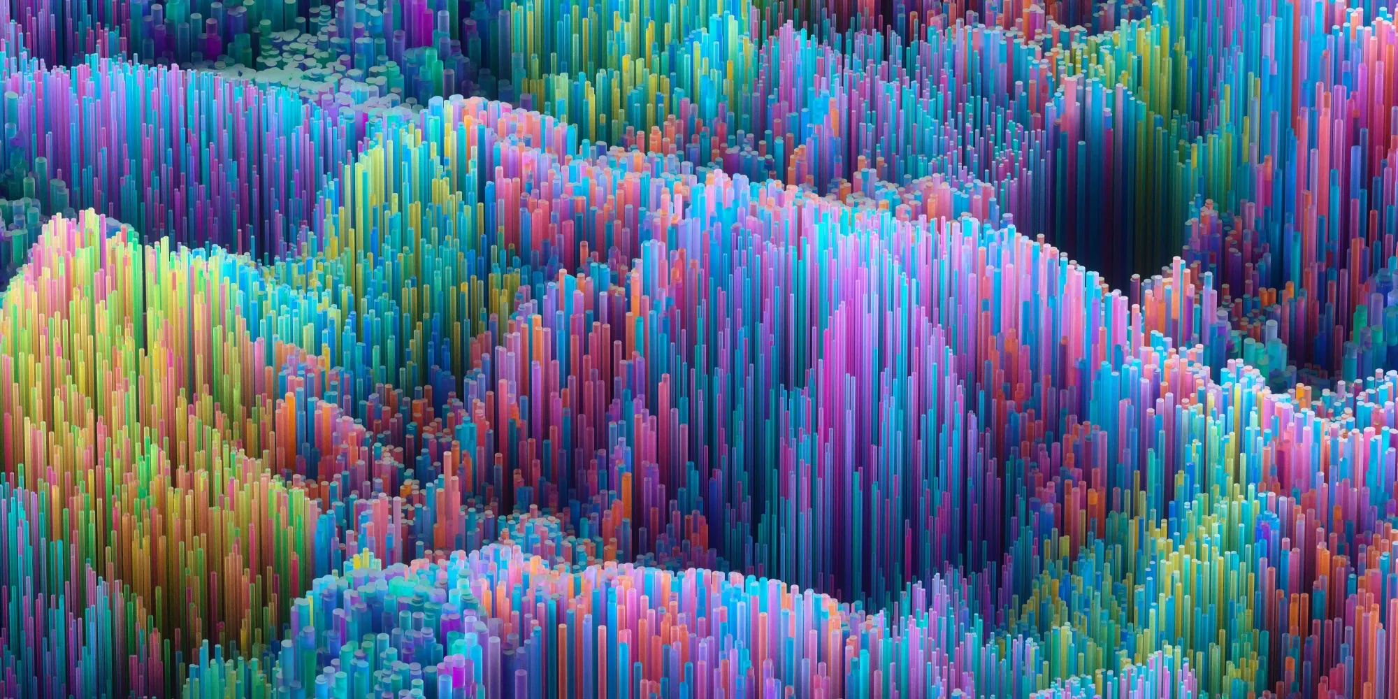 Visualisation of data in a 3d rainbow bar chart