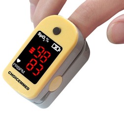 Pulse Oximeter attached to the finger.