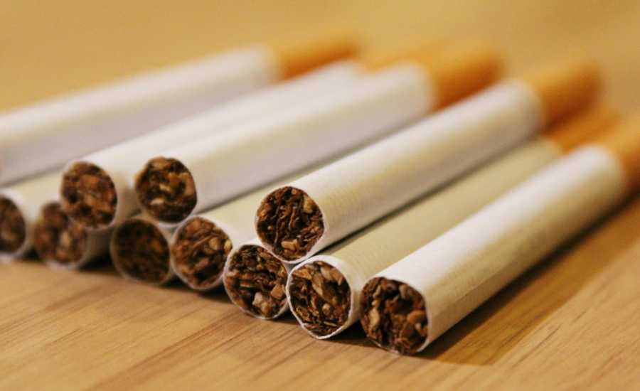 Cigarettes lying on the table.