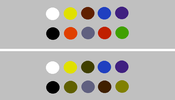 Example of stimulus material and how it is perceived by those with and without colour vision deficiency.